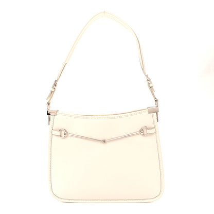 Calfskin Horsebit Slim Shoulder Bag White