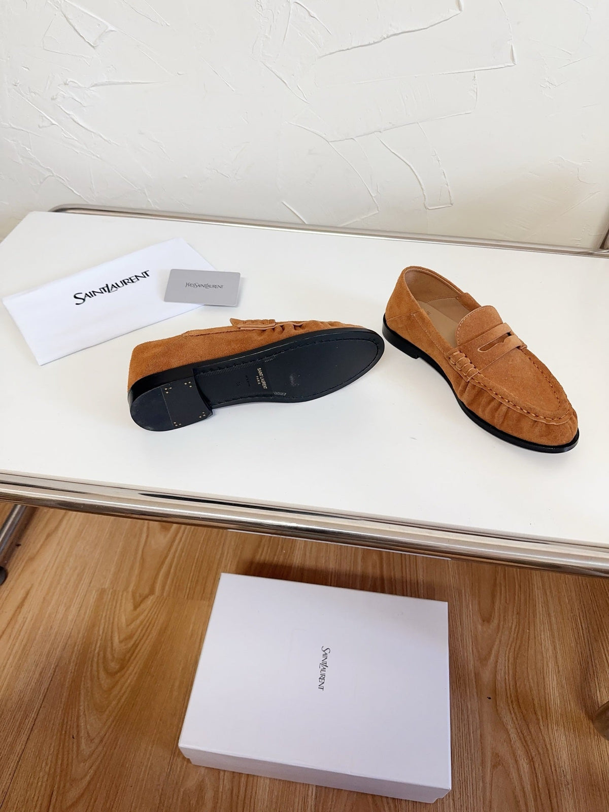 YSL Le Loafer Supple Camel Suede