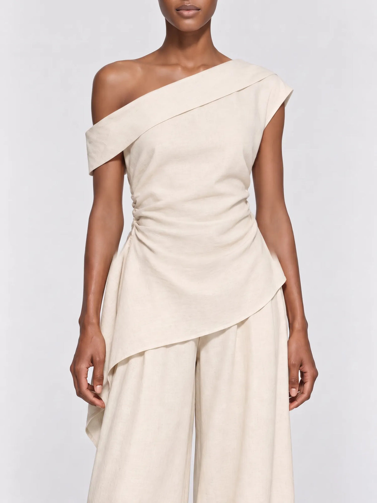Rosalyn One Shoulder Top and Wide-Leg Trousers Set