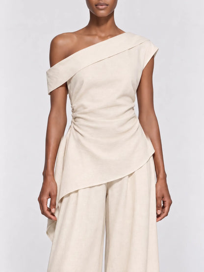 Rosalyn One Shoulder Top and Wide-Leg Trousers Set