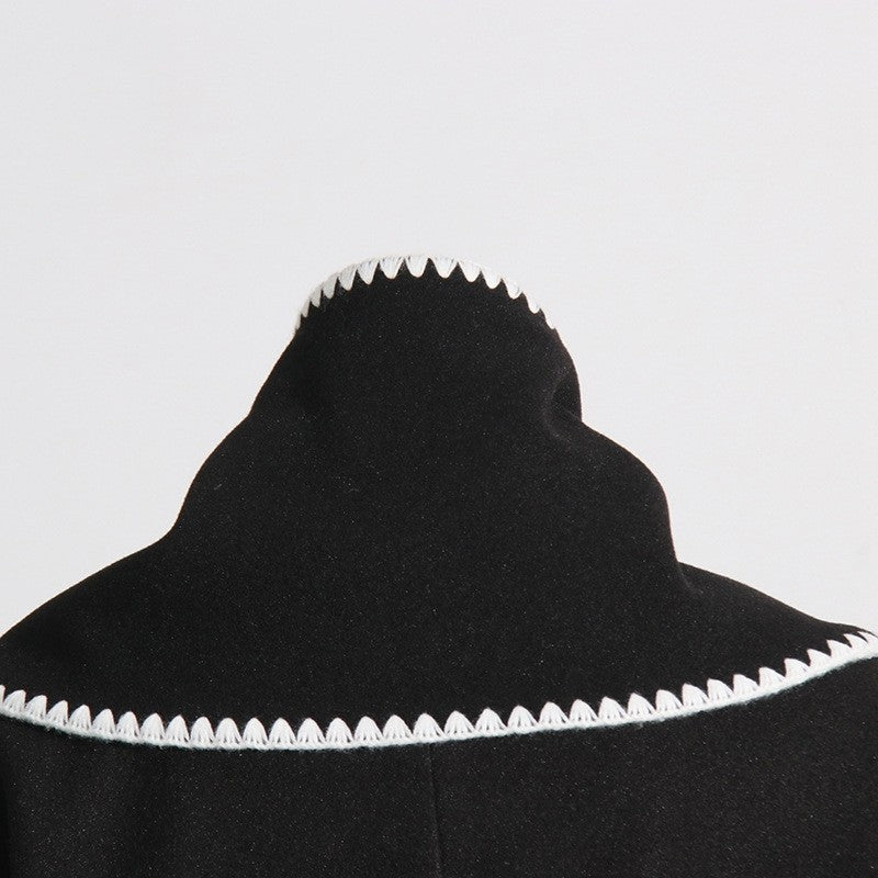 Long Sleeve Single Breasted Irregular  Casual Loose Cape Outerwear