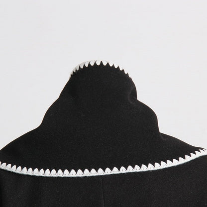 Long Sleeve Single Breasted Irregular  Casual Loose Cape Outerwear