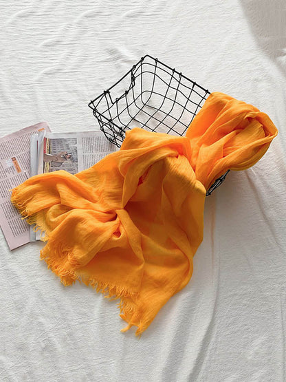 Casual Simple Ramie Cotton 14 Colors Scarf
