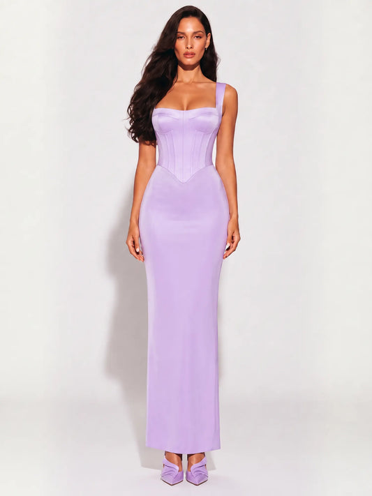 Maya Slit-Detail Waist-Cinching Maxi Dress