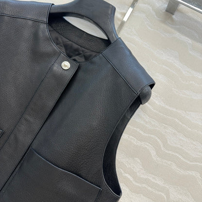 HM 25S Vest in Black Lambskin 297455