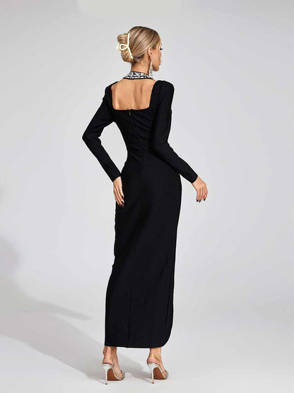 Aria Diamond Halter Maxi Dress