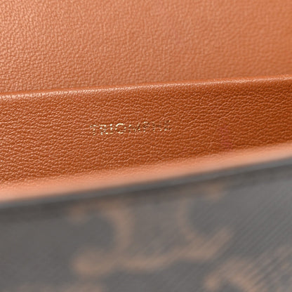 Canvas Calfskin Triomphe Shoulder Bag Tan