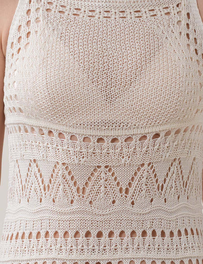 Jacquard Mesh Knit Sleeveless Mini Dresses