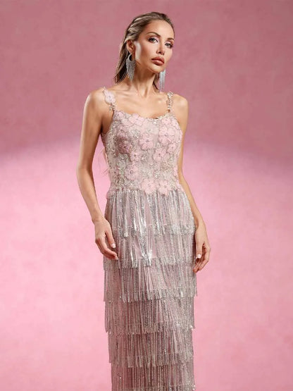 Coraline Diamond Fringe Maxi Dress