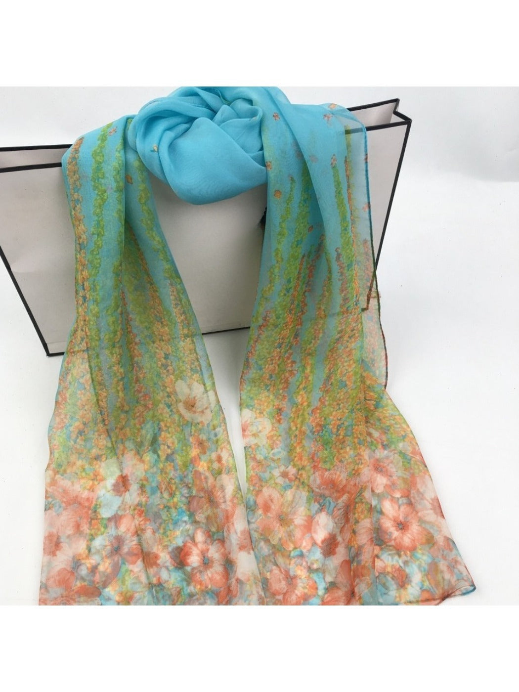 Scarvii - Floral Print Scarf - Lightweight &amp; Elegant