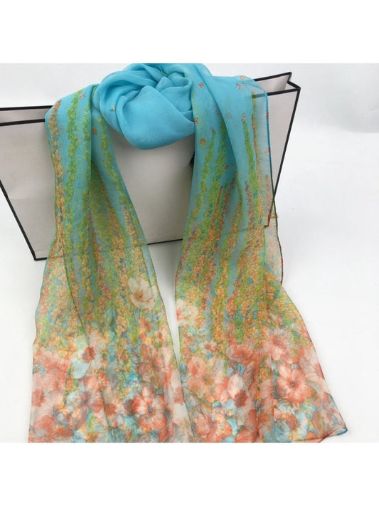 Scarvii - Floral Print Scarf - Lightweight &amp; Elegant