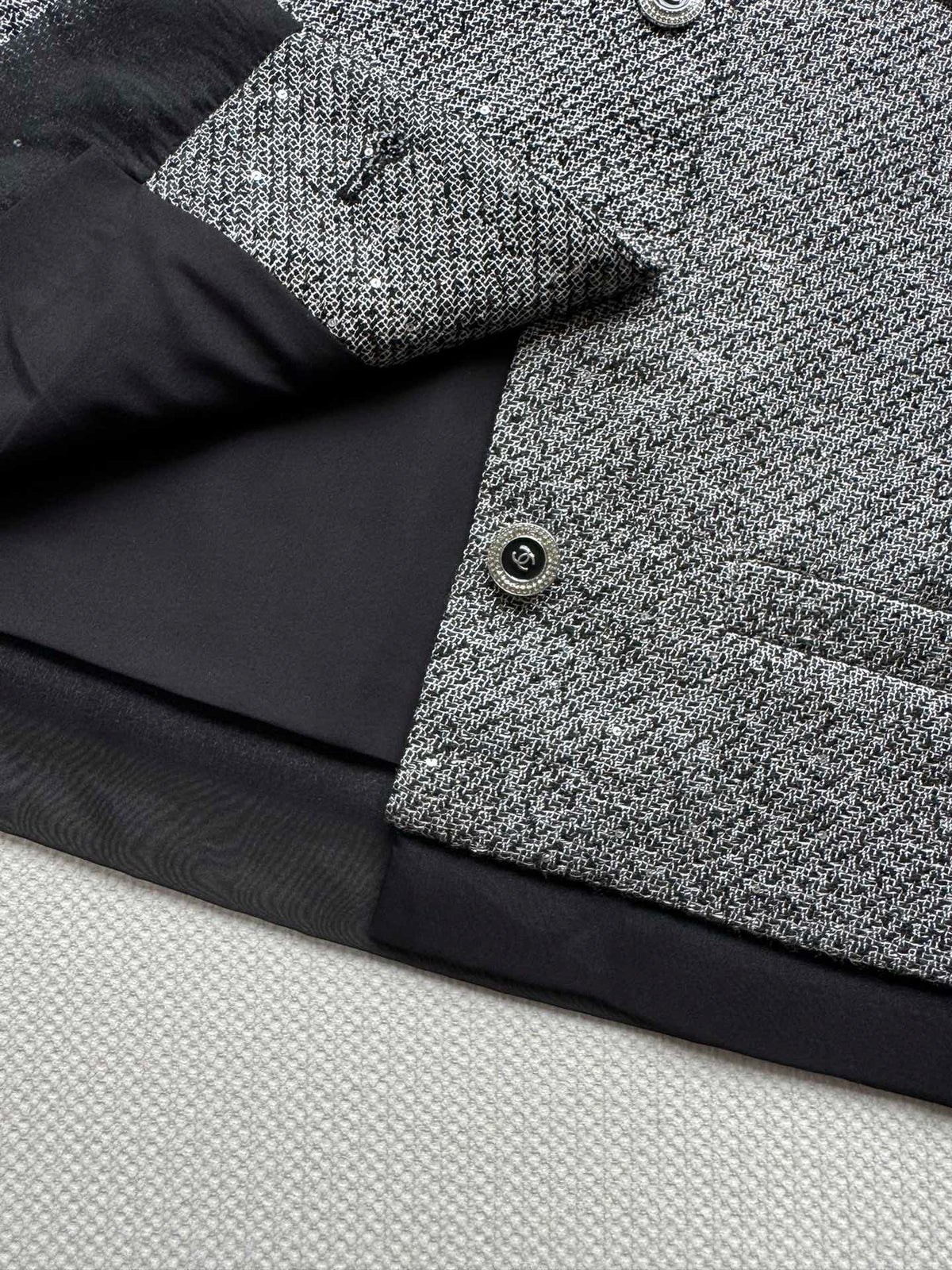 CC Vest & Line Skirt Set Grey Wool-Blend Tweed 352979