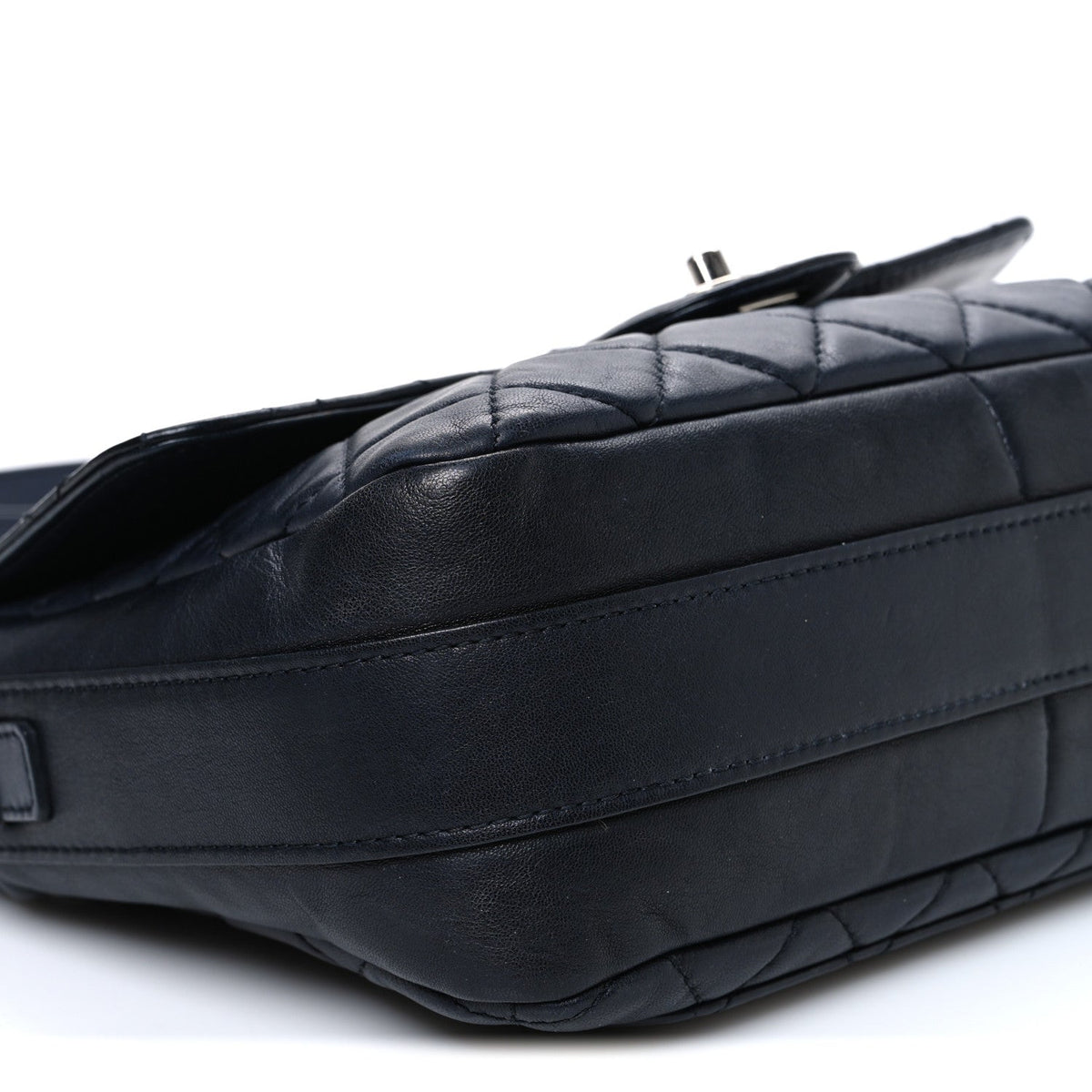 Lambskin Quilted Messenger Bag Dark Navy