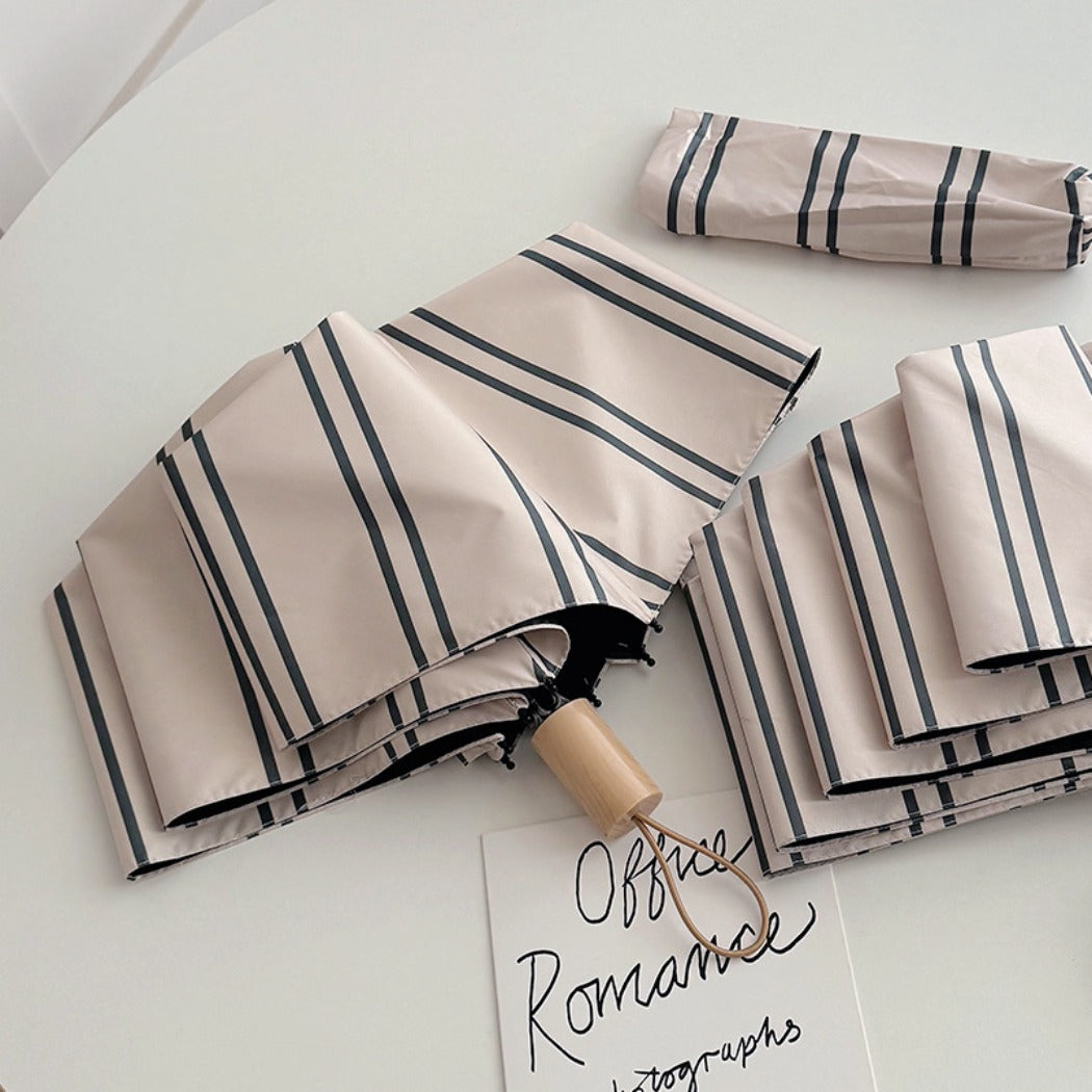 Rano - Beige &amp; Green Stripe Compact Umbrella (Auto/Manual)
