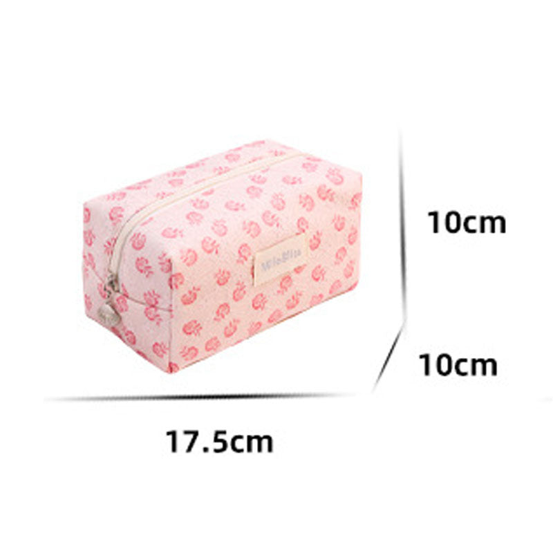 Cute Flower Print Large Capacity Cosmetic Bag