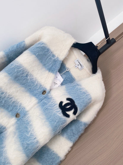 Chanel 2025 Cardigan Blue mix White Wool 99270