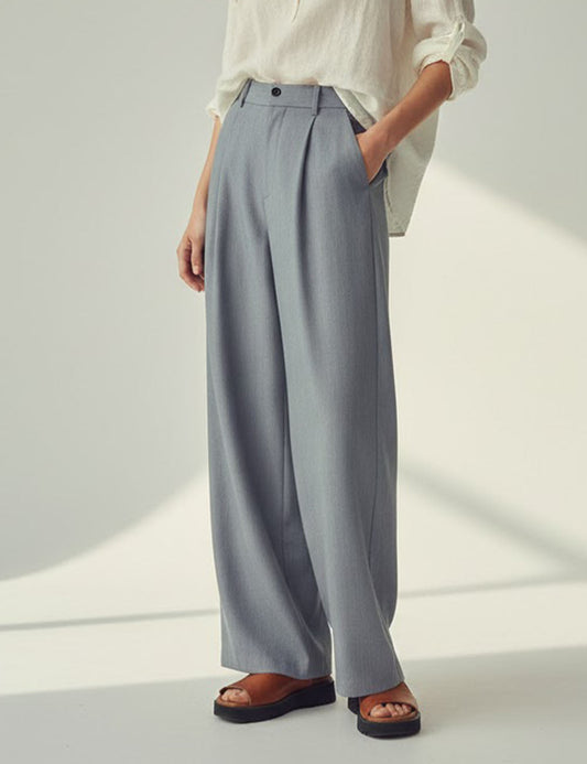Casual High Waisted Pleated Loose Dress Pants