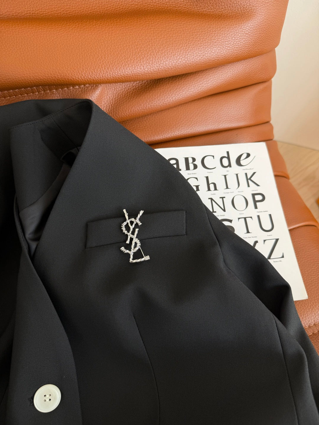 YSL 25 V-neck Suit Set Black Polyester