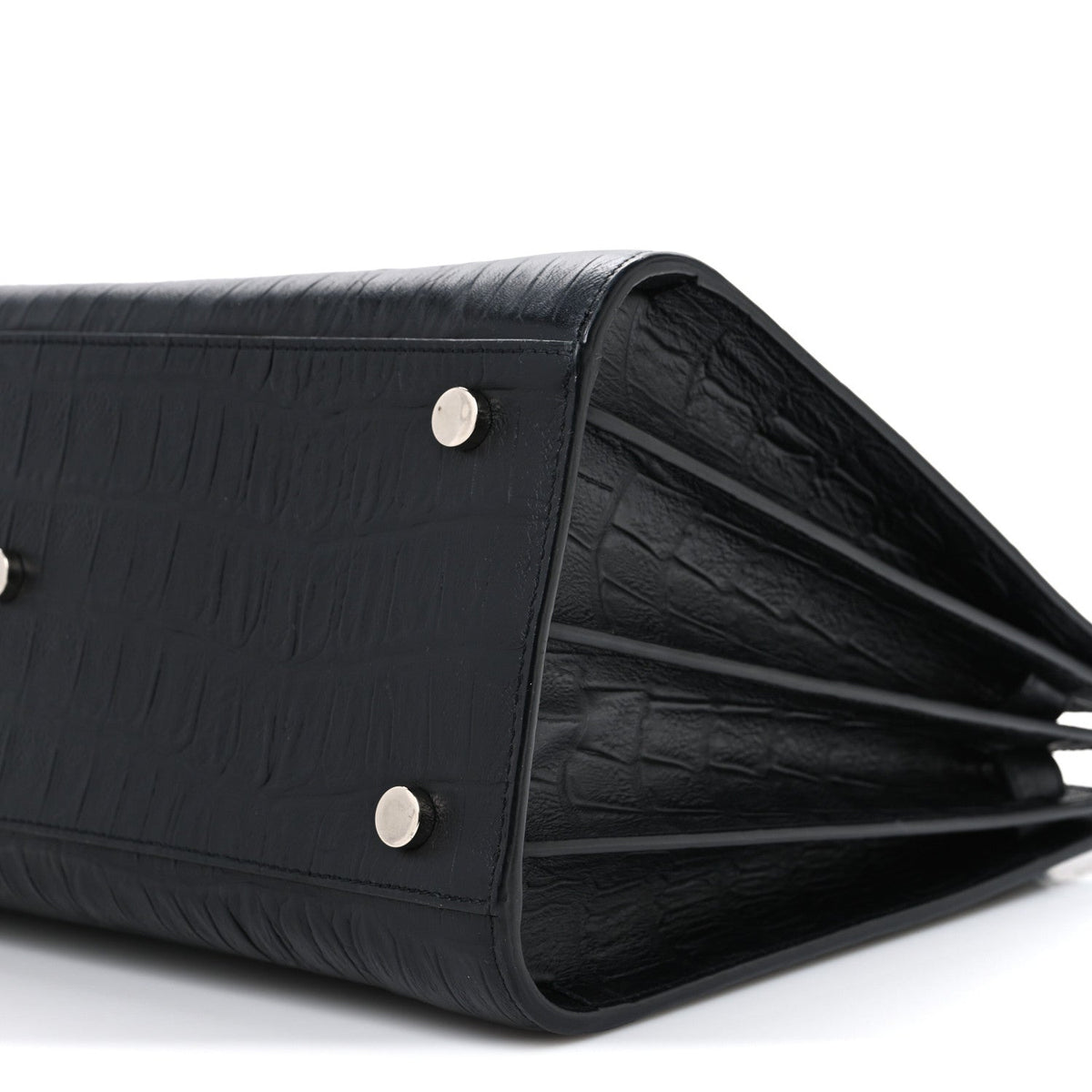 Calfskin Crocodile Embossed Small Sac de Jour Black