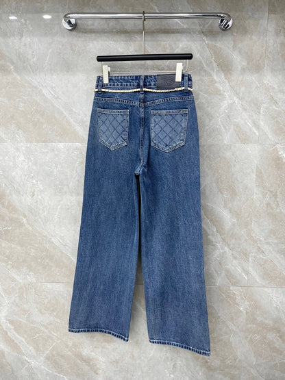CC Straight-leg Jeans Wash Blue Denim Fabric 351241