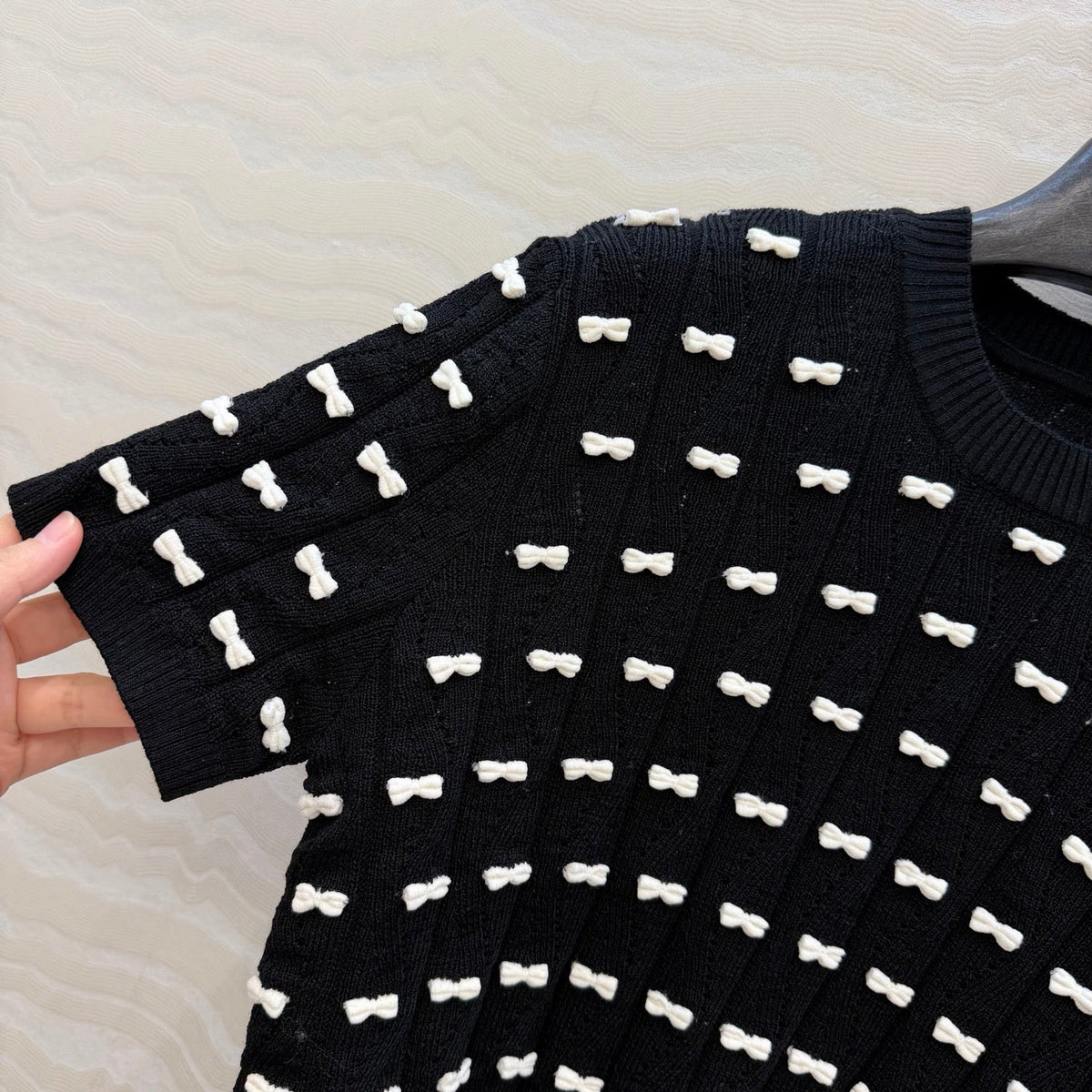 CC 26 Short-Sleeved Top Black White Knit 342788
