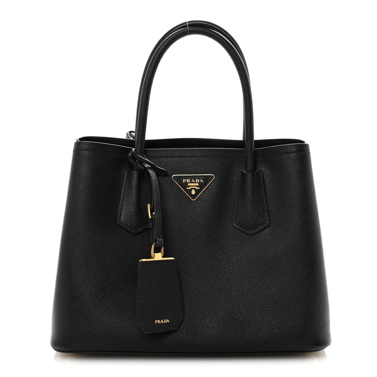 Saffiano Cuir Small Double Bag Black