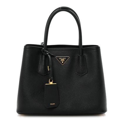 Saffiano Cuir Small Double Bag Black