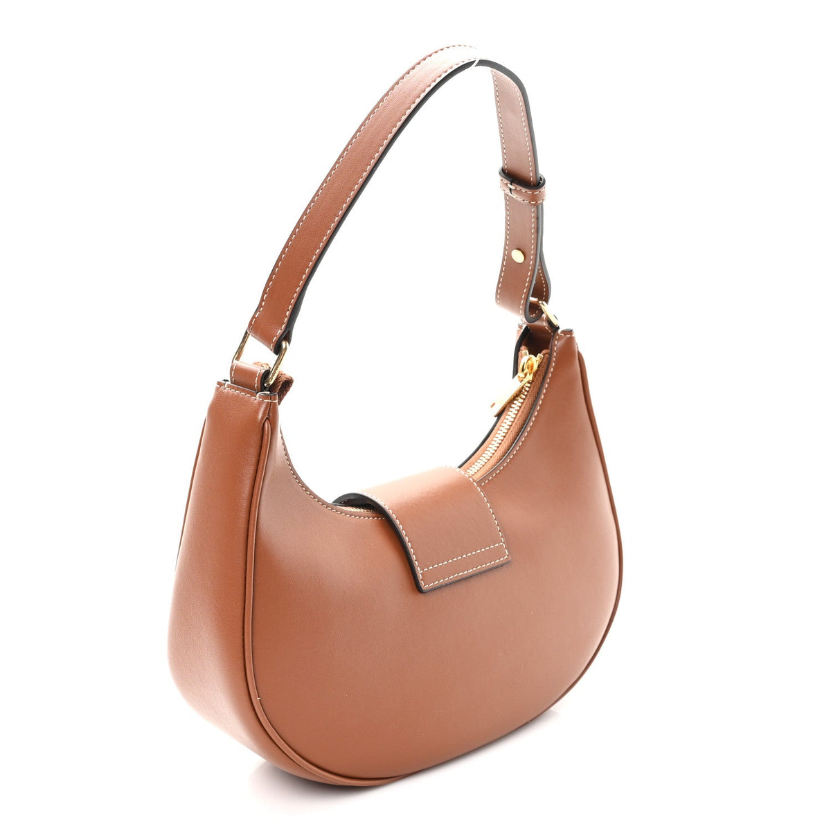 Smooth Calfskin Medium Strap Ava Triomphe Shoulder Bag Tan