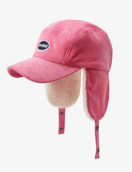 Winter Hat With Ear Flap Corduroy Baseball Cap