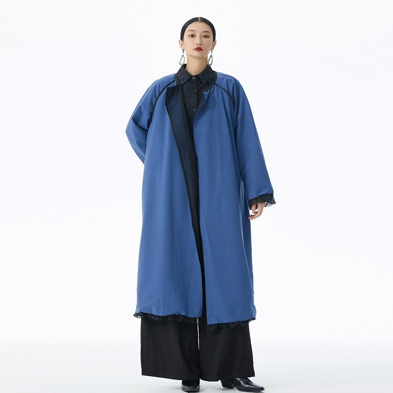 Vintage Patchwork Long Trench Coat