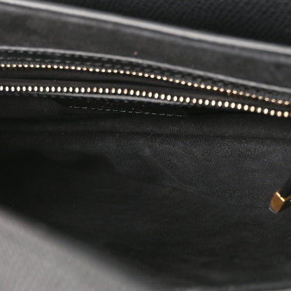 Grained Calfskin Saddle Bag Black