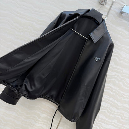 Prada Jacket Black Leather 341209