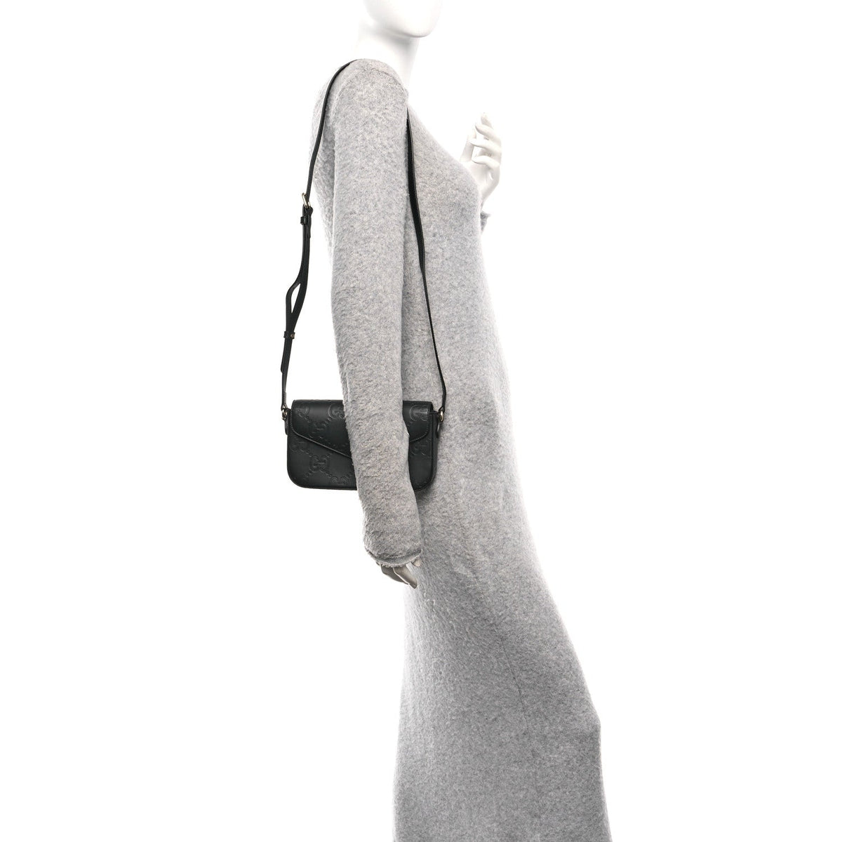 Gilbert Calfskin GG Super Mini Shoulder Bag Black