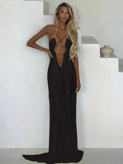 Coralie Sheer Crystal Detail Maxi Dress