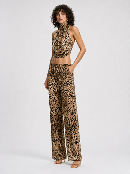 Rosamund Leopard-print Halter Top and Pants Set