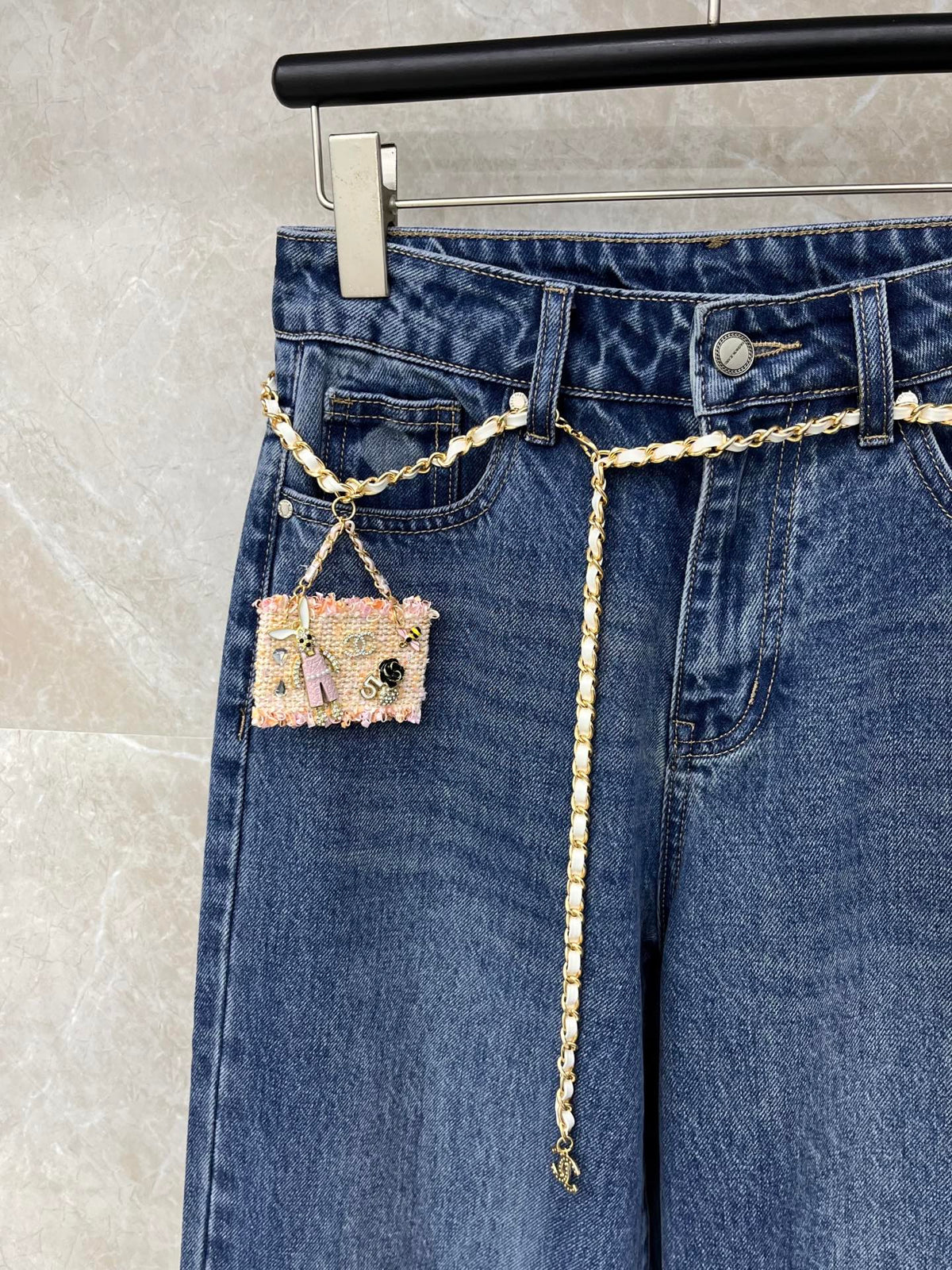 CC Straight-leg Jeans Wash Blue Denim Fabric 351241