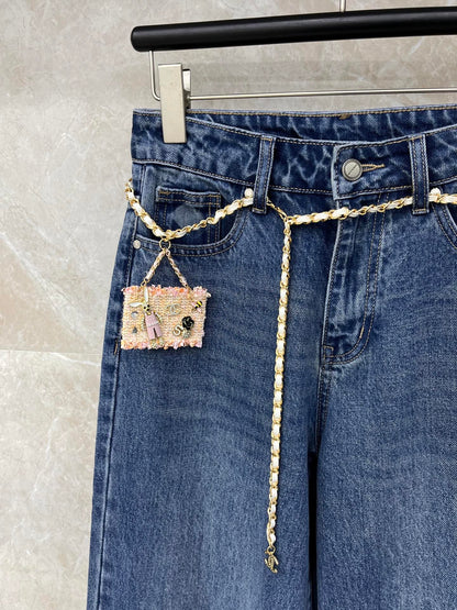 CC Straight-leg Jeans Wash Blue Denim Fabric 351241