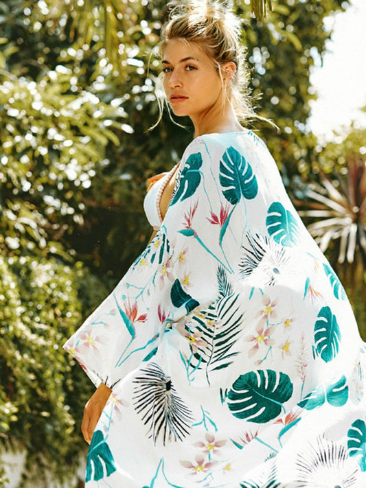 New Chiffon Printed Cardigan Seaside Holiday Long Skirt With A Blouse Outside The Sunscreen Shirt