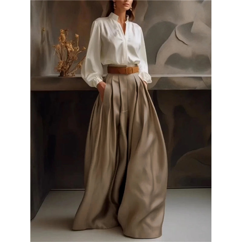 Loose Wide Leg Solid Color Casual Pants Bottoms Trousers