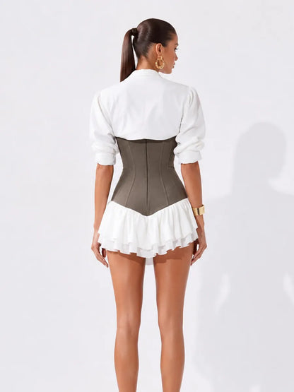 Rhea Strapless Ruffle-Panel Mini Dress Set