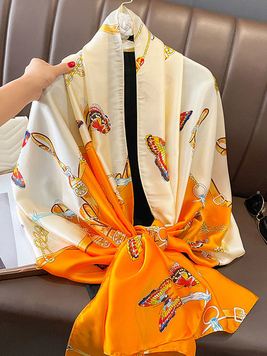 Sun-Protection Contrast Color Printed Shawl&Scarf