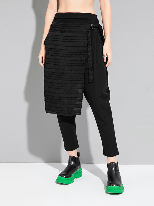 Original Stylish False Two Irregular Solid Color Harem Pants