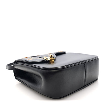 Honey Calfskin Lizard Equestrian Bag Black