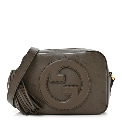 Sakai Be Green Calfskin Diagonal Stitched Small Blondie Shoulder Bag Craclet Brown
