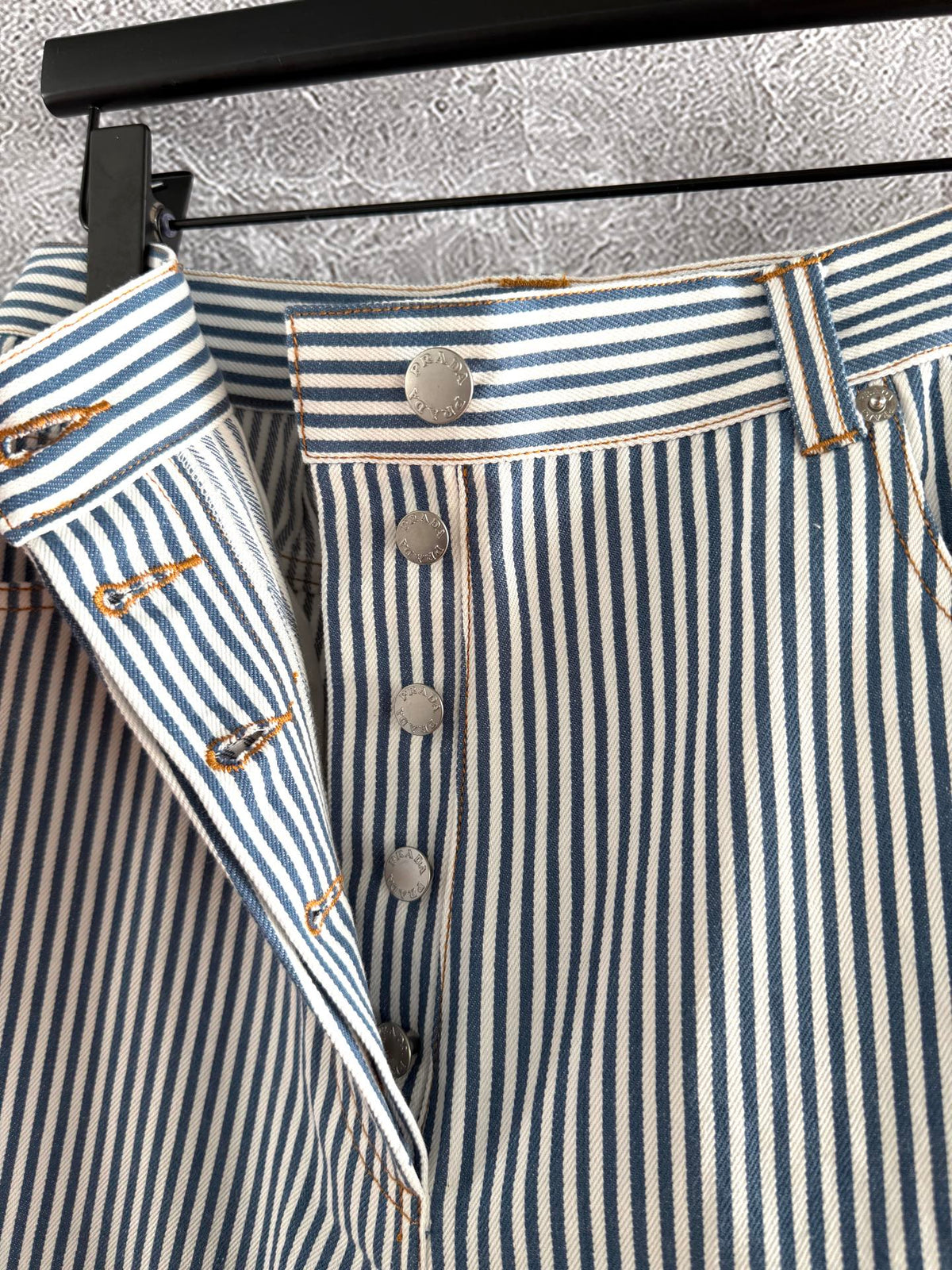 Prada Striped Pants Blue mix White Cotton