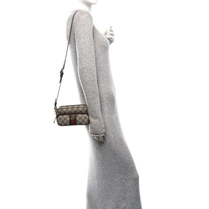 GG Supreme Monogram Textured Dollar Calfskin Web Mini Ophidia Convertible Shoulder Bag Beige Ebony New Acero