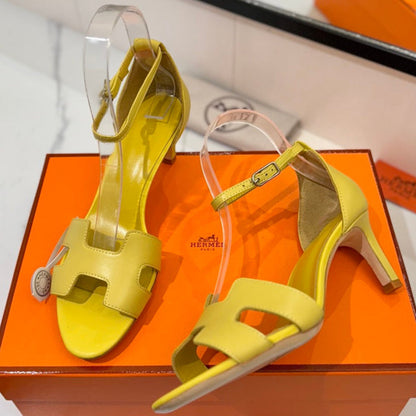HM Joy 65mm Heeled Sandals Yellow Flat Cowhide 294929