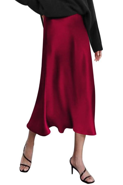 Satin midi skirt