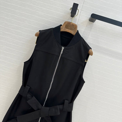 HM Majia Zipped Sleeveless Dress in Black Cotton