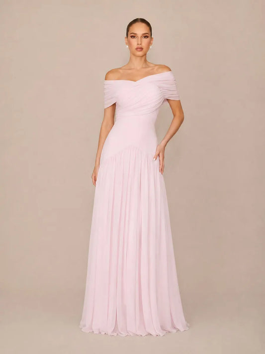 Luciana Elegant Crisscross Short-Sleeve Maxi Dress